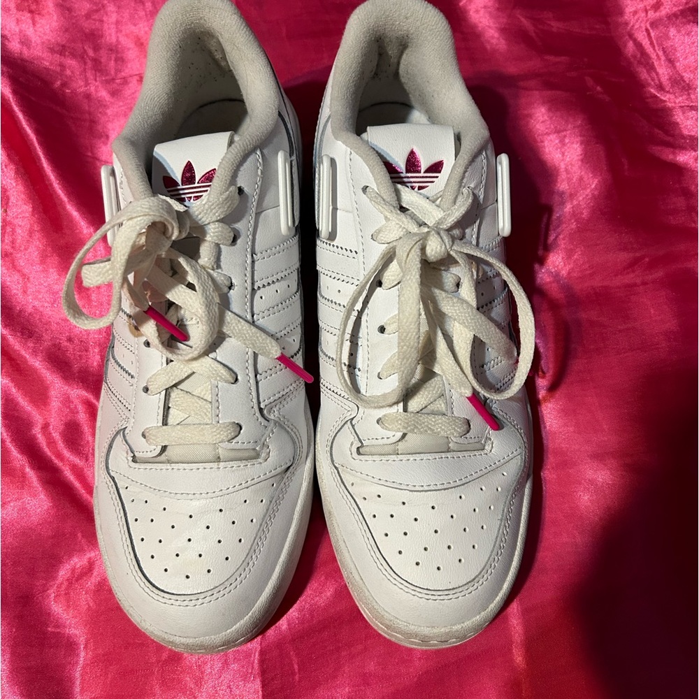Pink and White Adidas Shoes